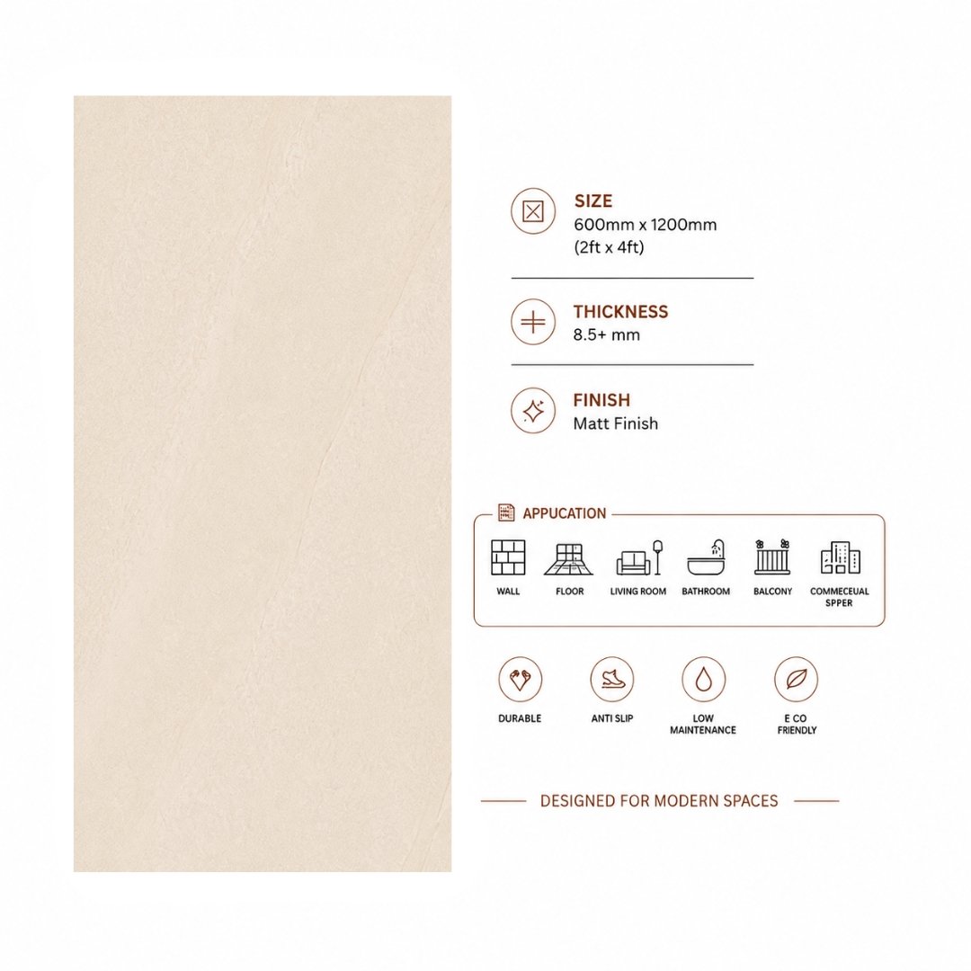 AL Manila Ivory Plain and texture Living Area Tiles - My Home Studio
